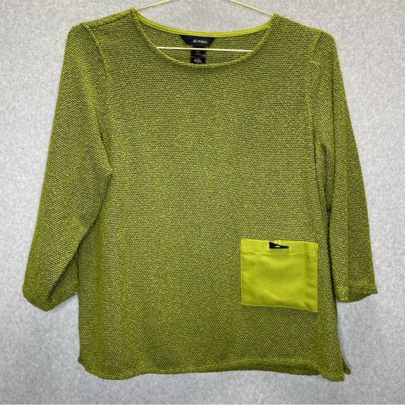 Ali Miles Vibrant Green Textured Tunic with Pocket - Picture 1 of 6